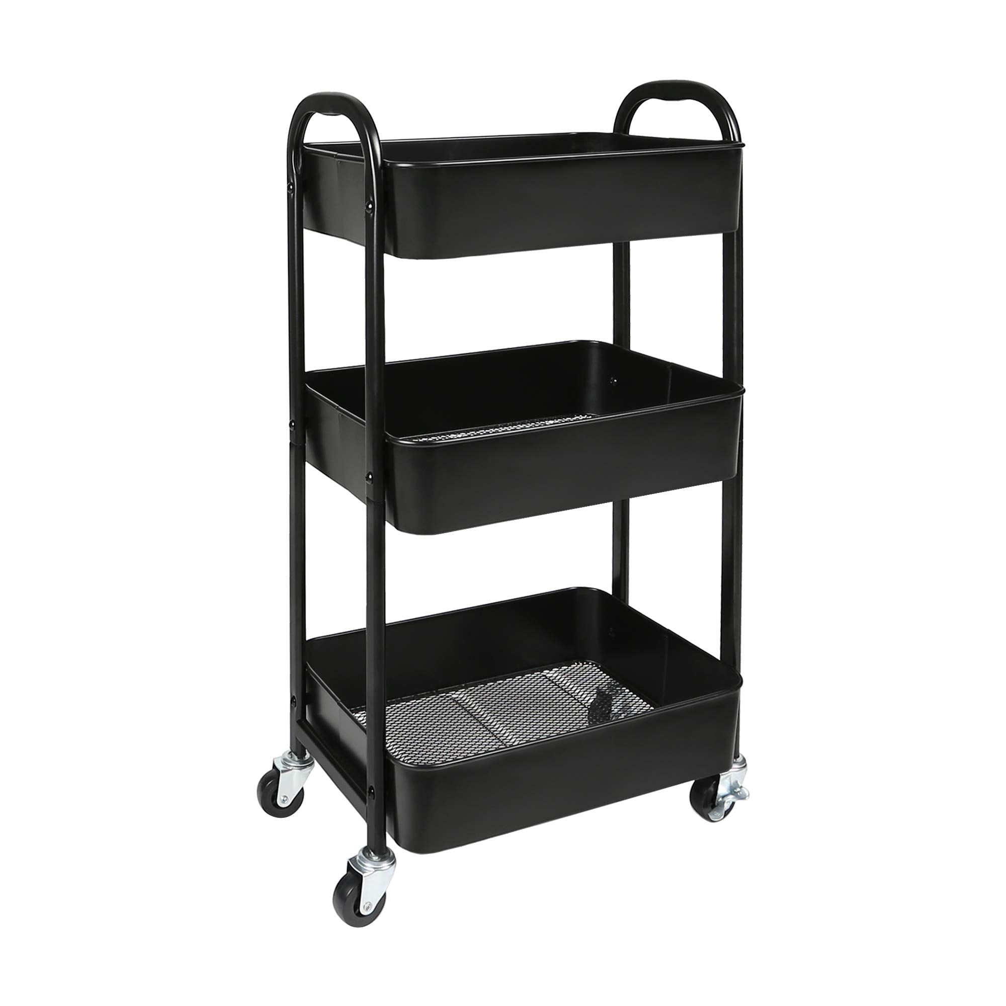 MAX Houser 3-tier rolling cart front view for easy kitchen organization.