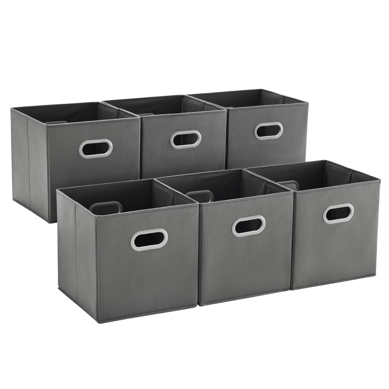 MAX Houser Cattail Gray 12x12 storage bin set six for neat closet organization.