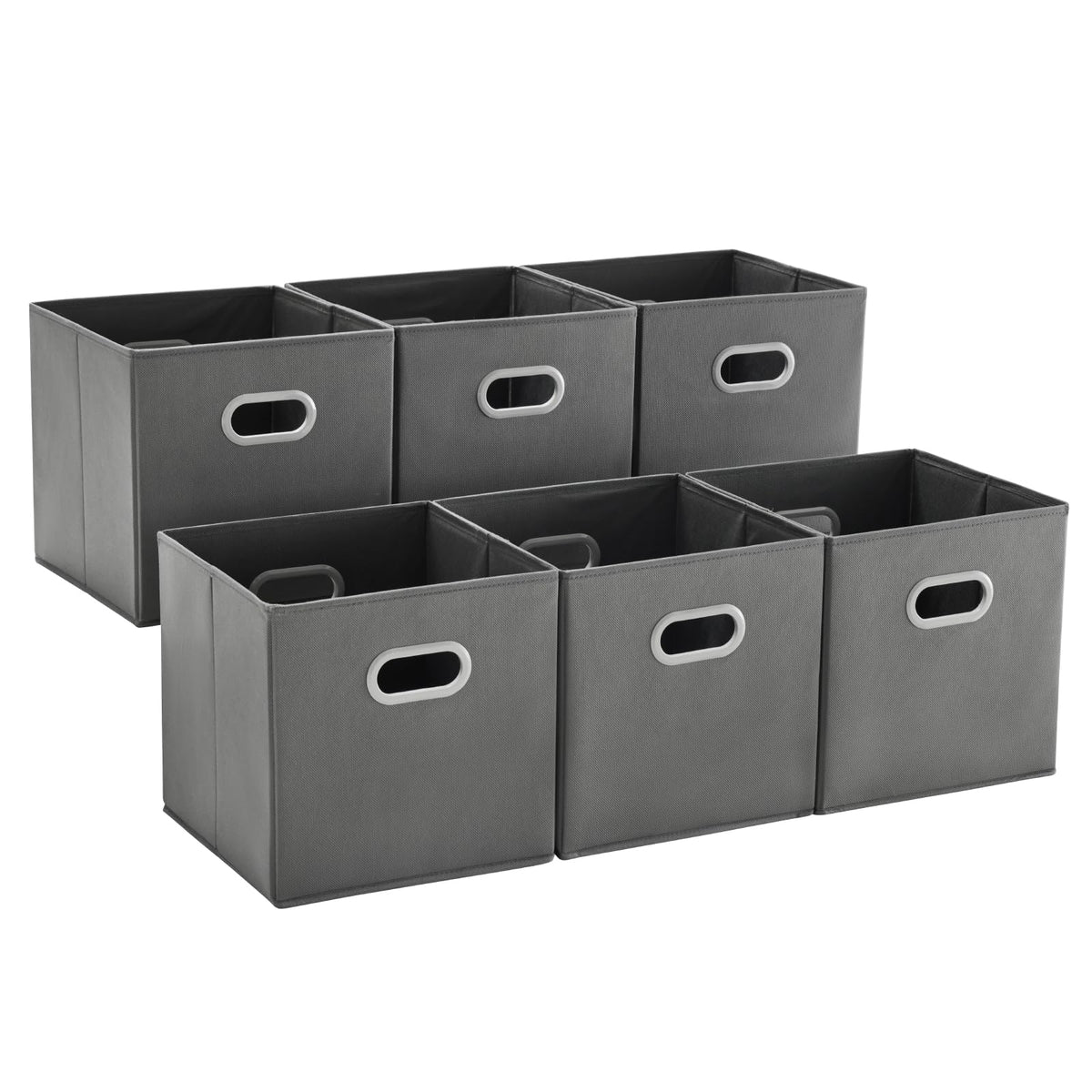 MAX Houser Cattail Gray 12x12 storage bin set six for neat closet organization.