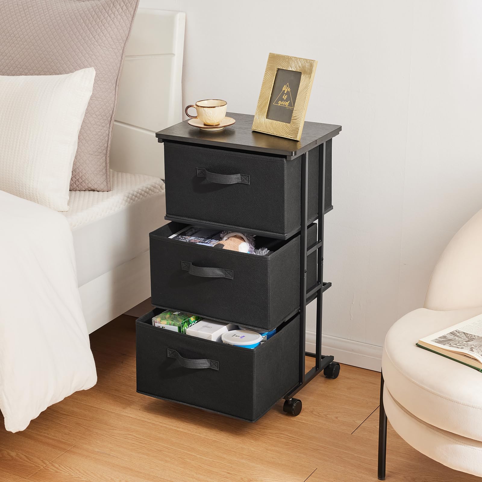 MAX Houser dresser bedroom setup showing vertical storage efficiency