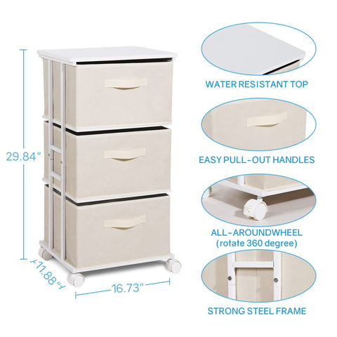 MAX Houser dresser tower with three drawers for easy organization.