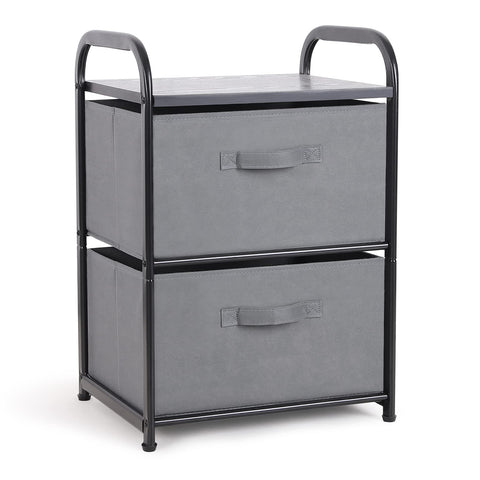 MAX Houser dresser front view with two fabric drawers for compact bedside storage