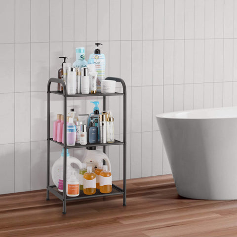 Living room display with MAX Houser storage rack for books and decor