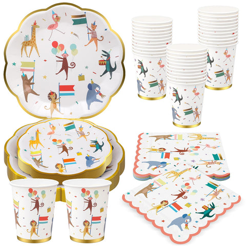 Maxdot Animal Parade 9-inch plates for easy party serving and cleanup