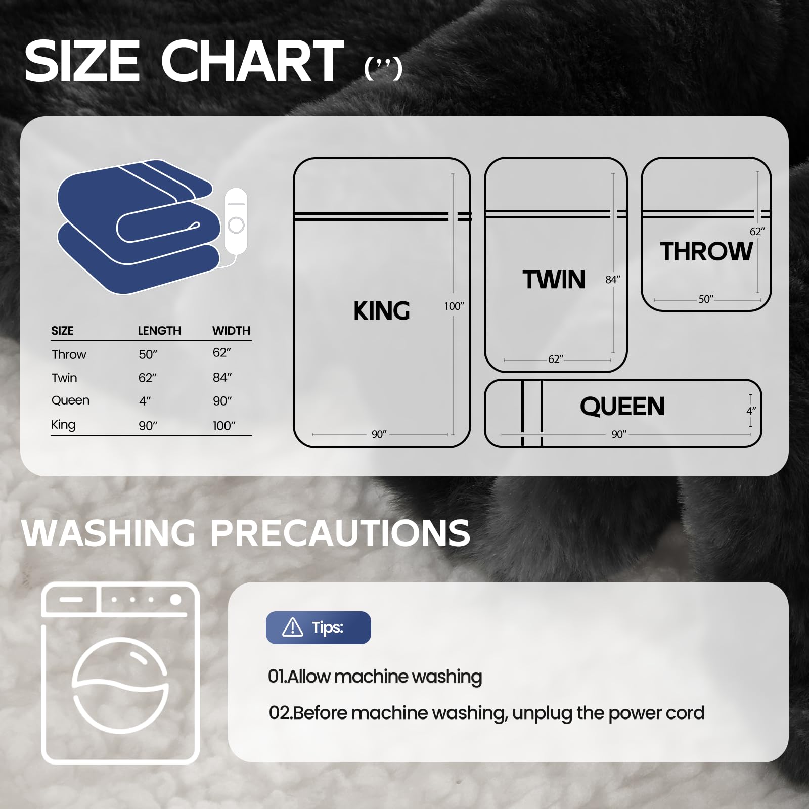 MAXEVE machine washable blanket allows easy care after unplugging the controller