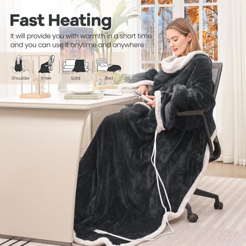 MAXEVE wearable blanket with secure sleeves design for relaxed lounging.