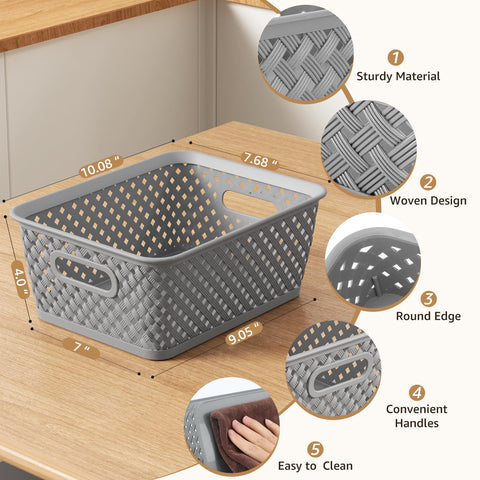 MaxGear medium basket with handles ideal for drawer or shelf organization.