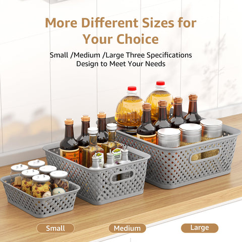 MaxGear plastic baskets with handles for easy pull-out from shelves