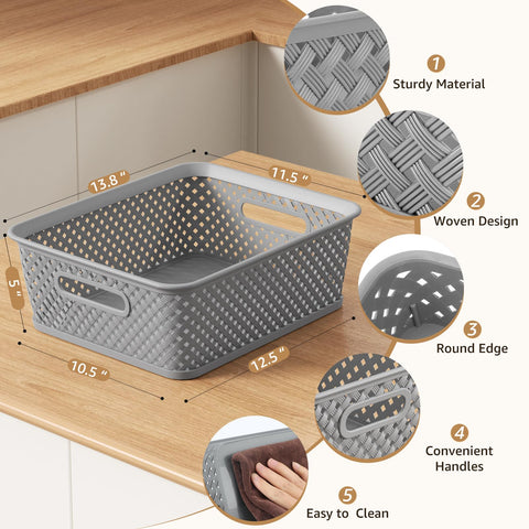 MaxGear woven grey baskets add breathable storage in any room