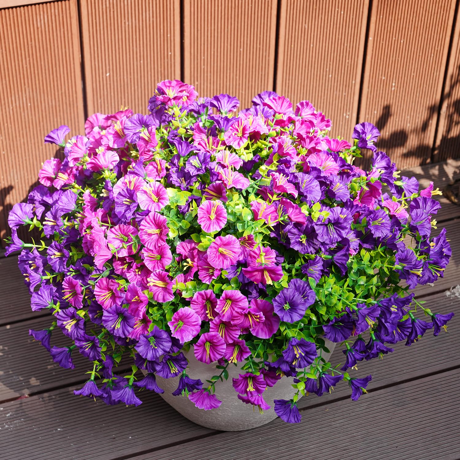 Maxkes Morning Glory artificial flowers in purple fuchsia for outdoor porches