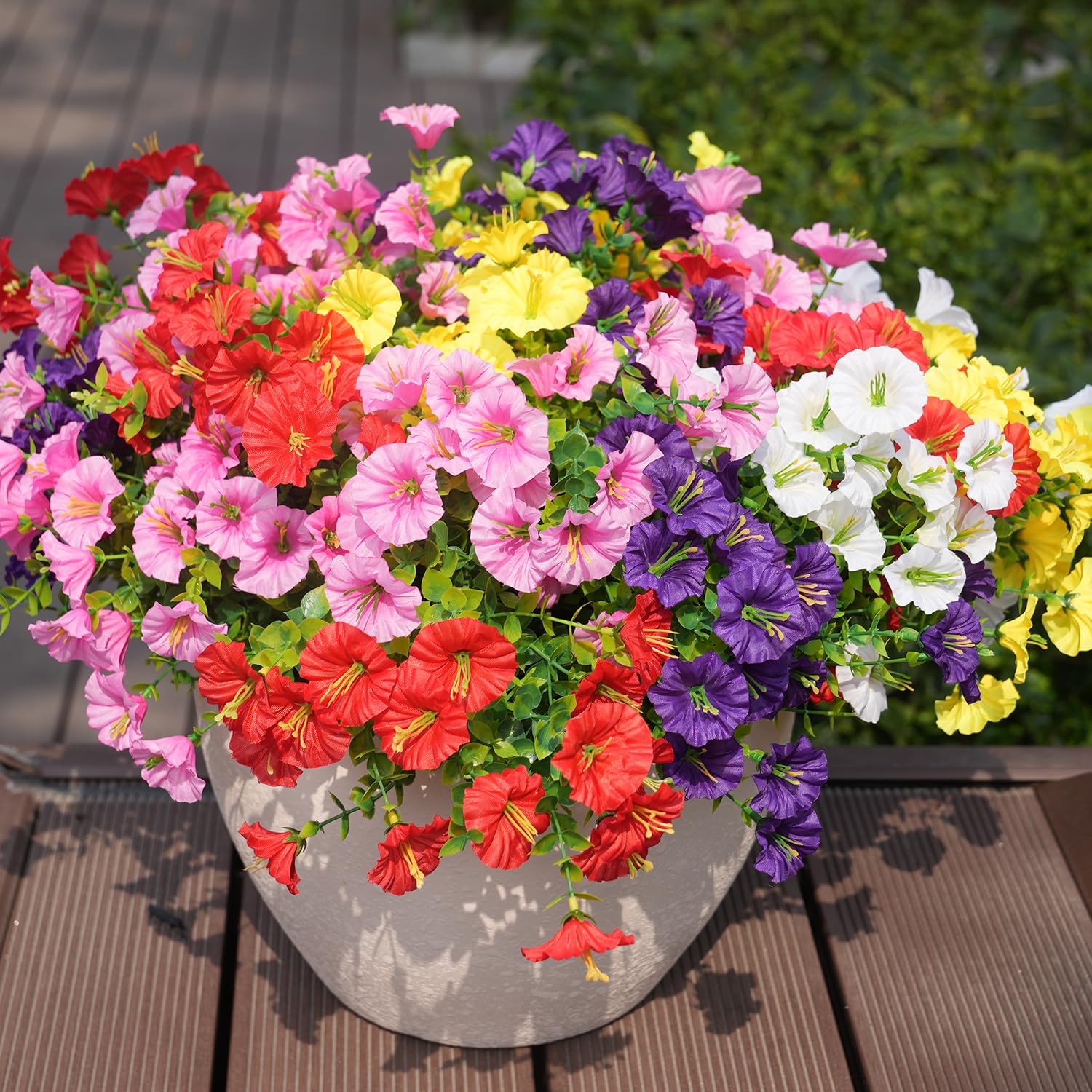 maxkes UV-resistant artificial morning glory flowers stay bright in sun