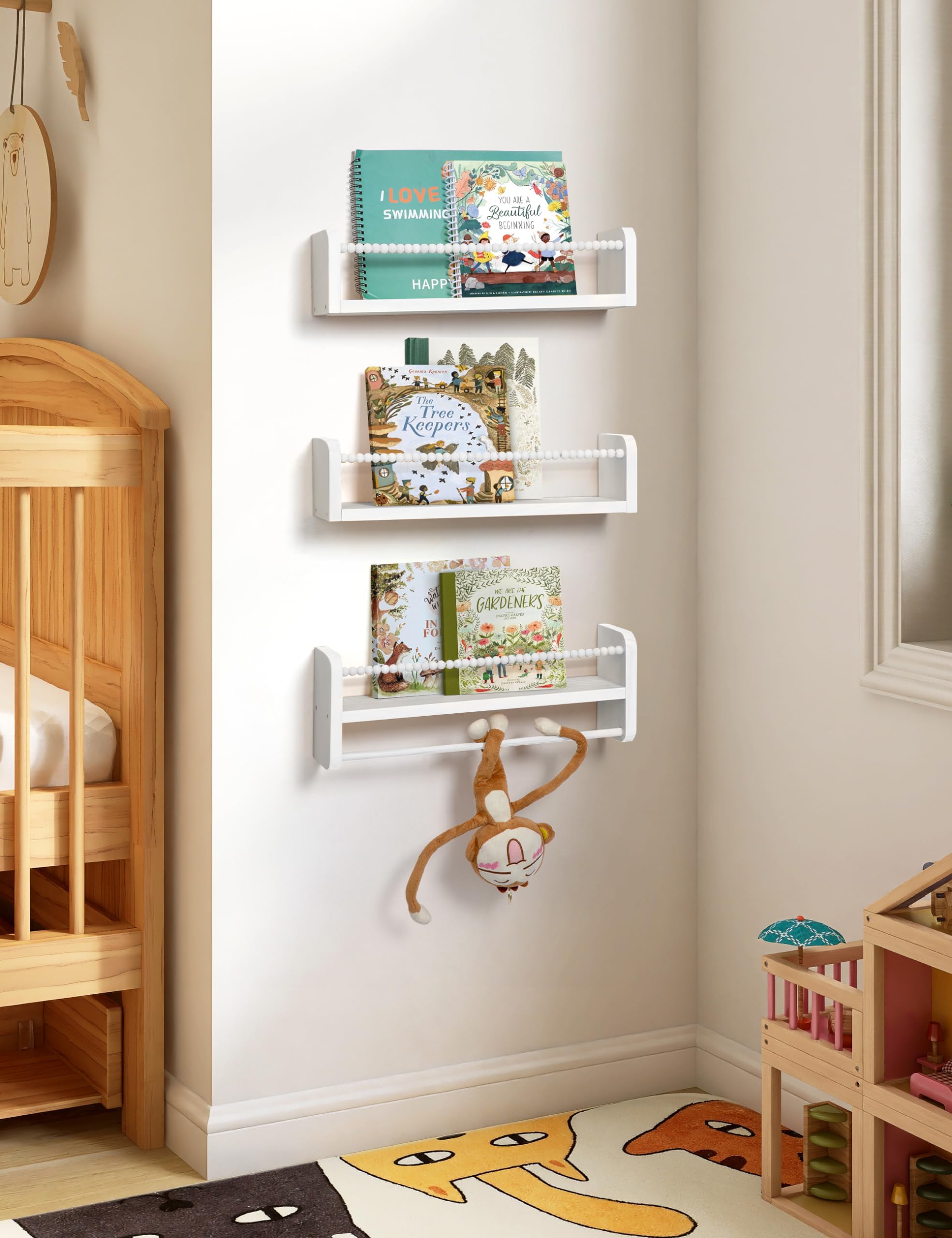 Maxpeuvon multipurpose shelves provide toy, plant, or cosmetic storage in bedrooms.