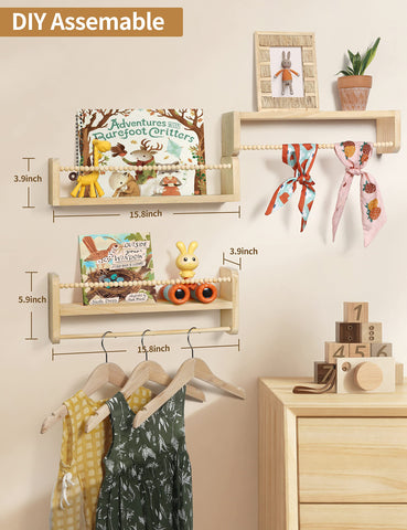 Maxpeuvon multipurpose wood shelves, perfect for baby toys, plants, or makeup storage.