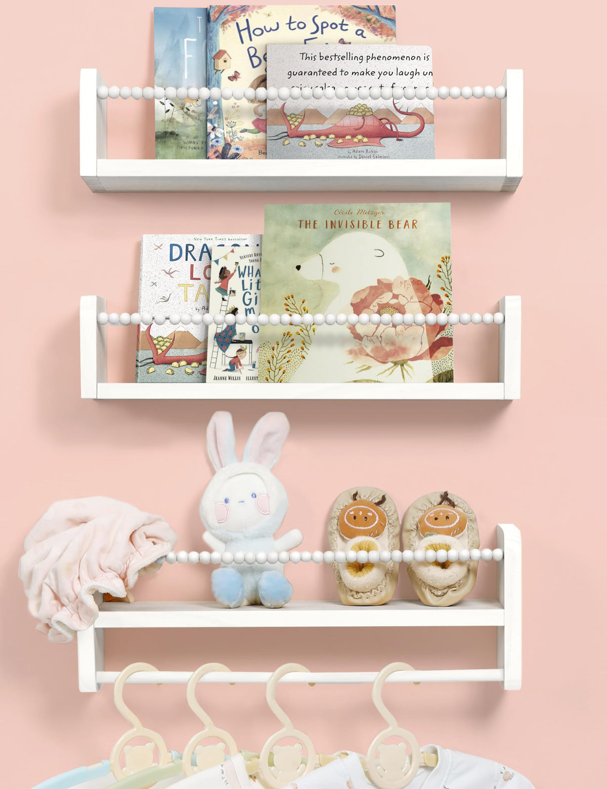 Maxpeuvon nursery bookshelves set 3 white keeps children's books organized and within reach.