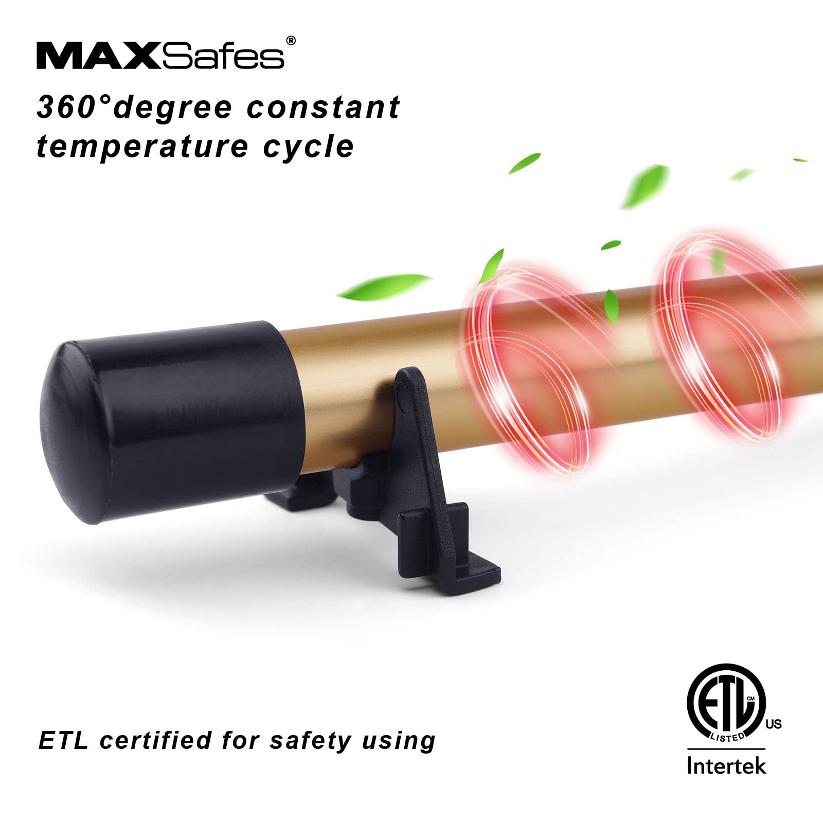 MAXSafes aluminum dehumidifier rod features a glossy finish and maintenance-free operation.