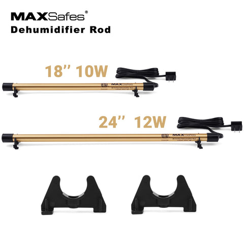 MAXSafes dehumidifier rod 18in mounted vertically with brackets for easy setup
