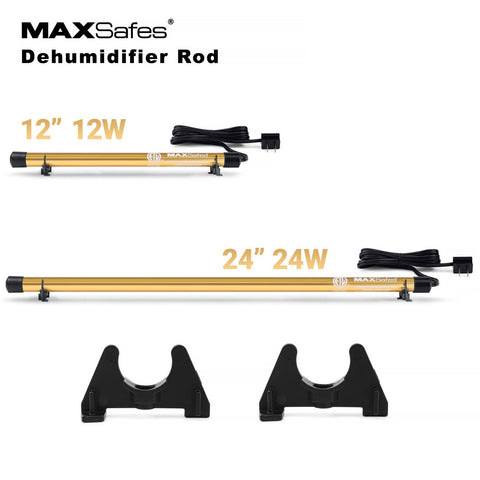 MAXSafes dehumidifier rod mounted vertically for compact gun safe integration
