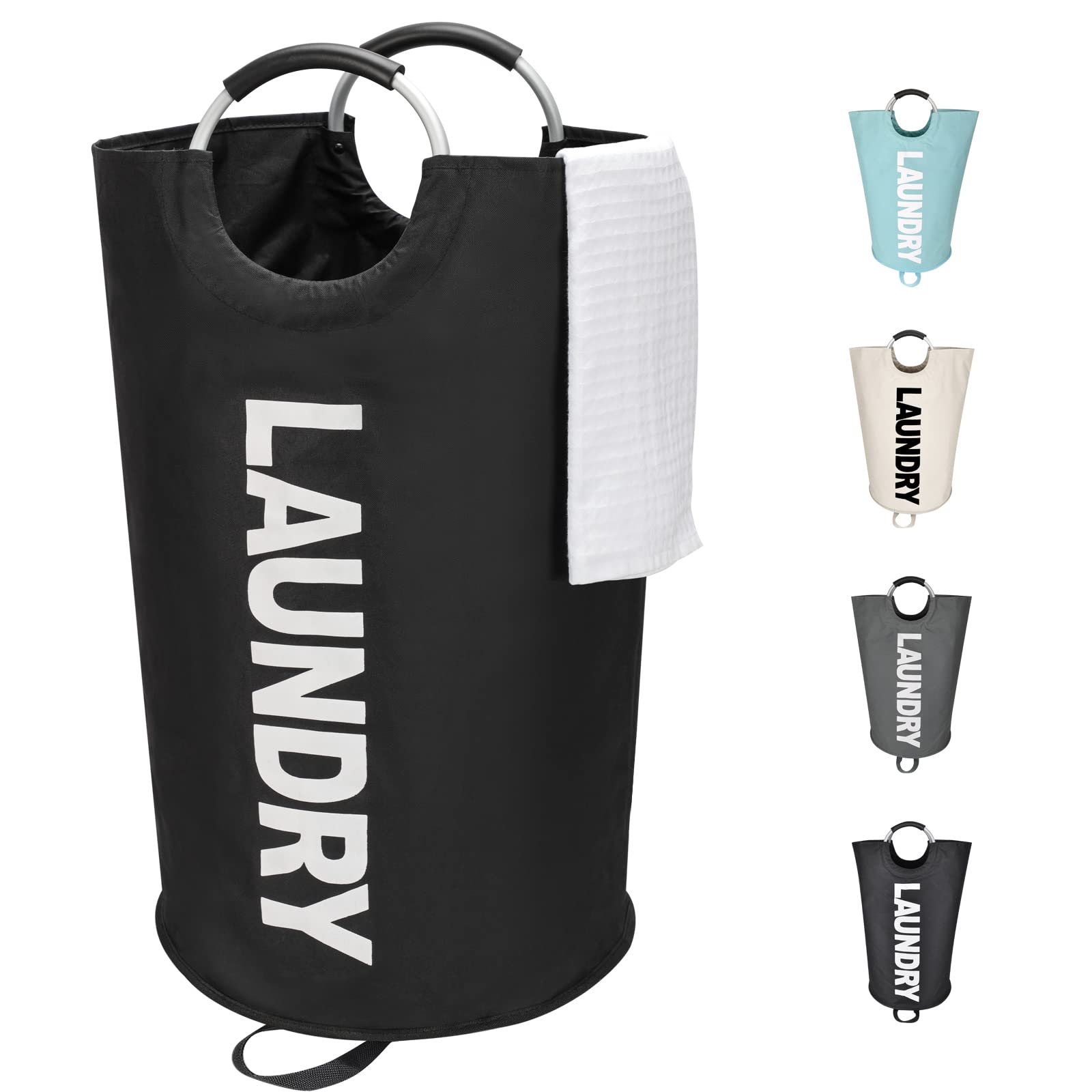 Maxsilan 125L X-Large laundry basket front view for easy reach in any laundry space.