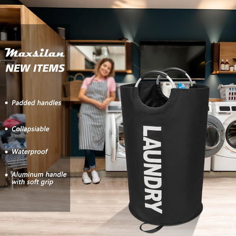 Maxsilan 125L X-Large laundry basket side view highlighting spacious capacity for multiple loads.