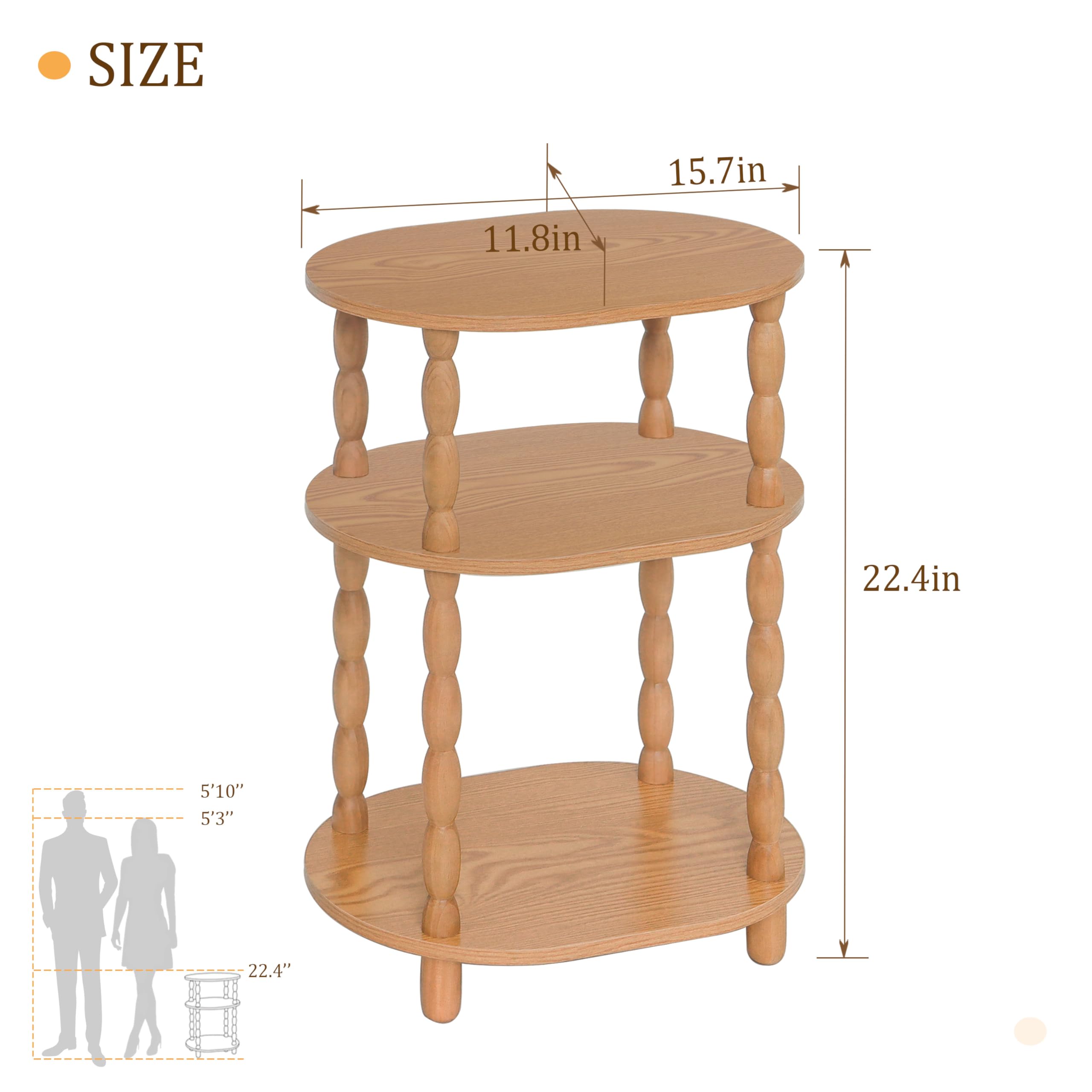 MaxSmeo end table highlights 3-tier open shelves for organization
