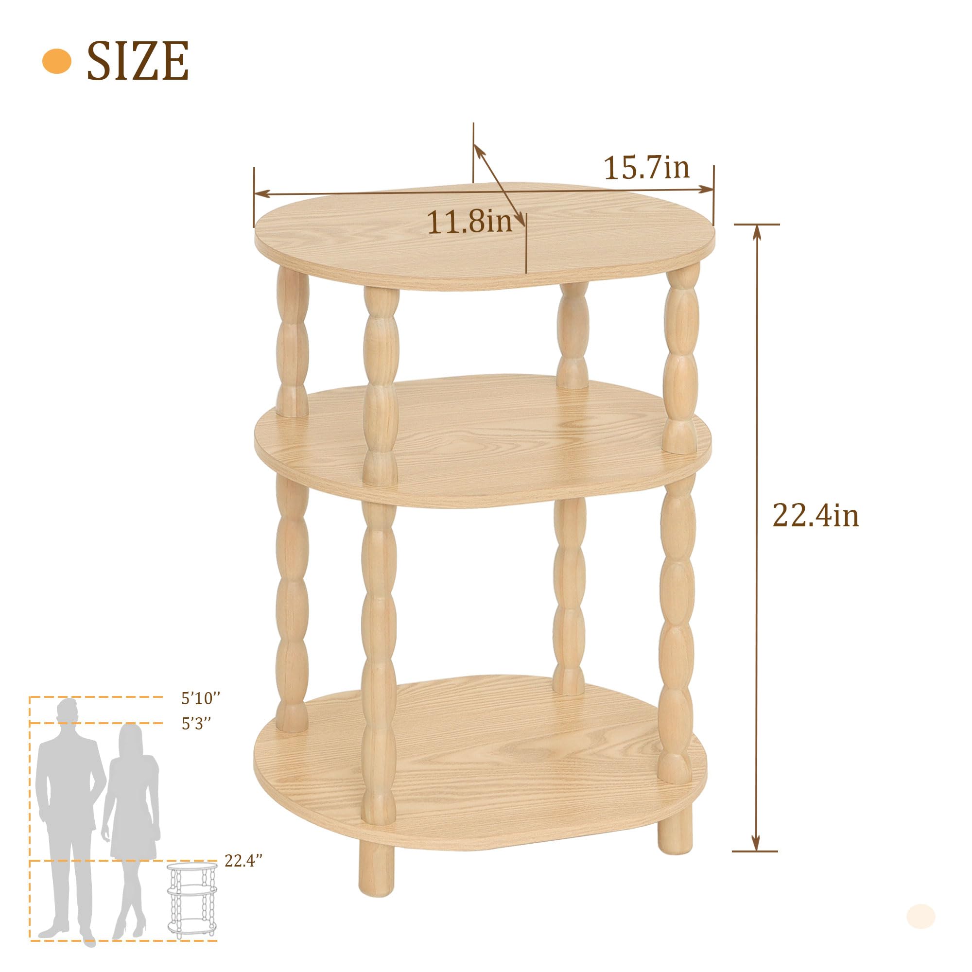 MaxSmeo End Table three-tier storage keeps essentials within reach and organized