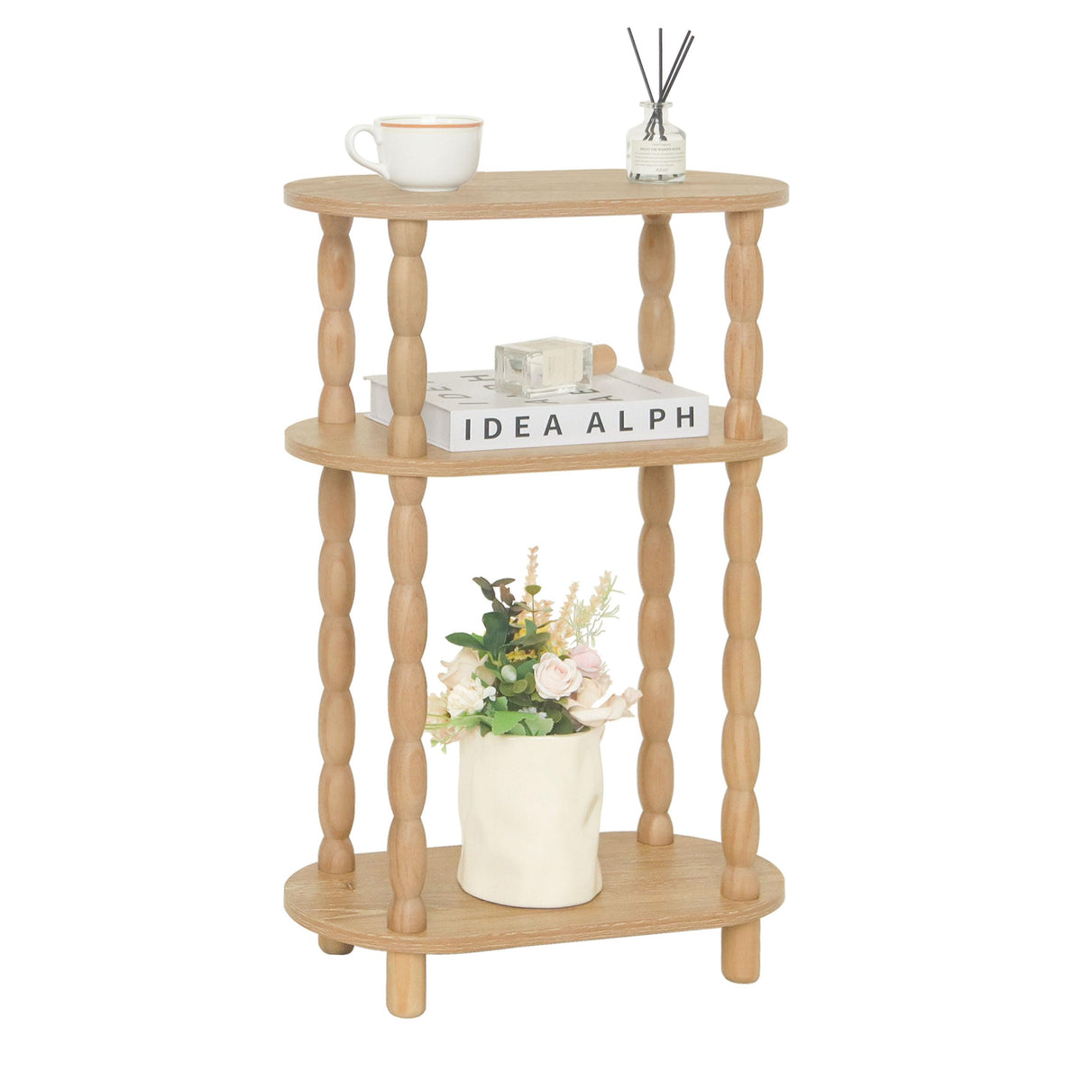 MaxSmeo narrow side table with oval top, ideal for compact spaces beside the sofa, and easy access.