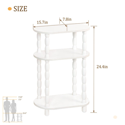 MaxSmeo narrow side table showing sturdy wood legs and MDF build