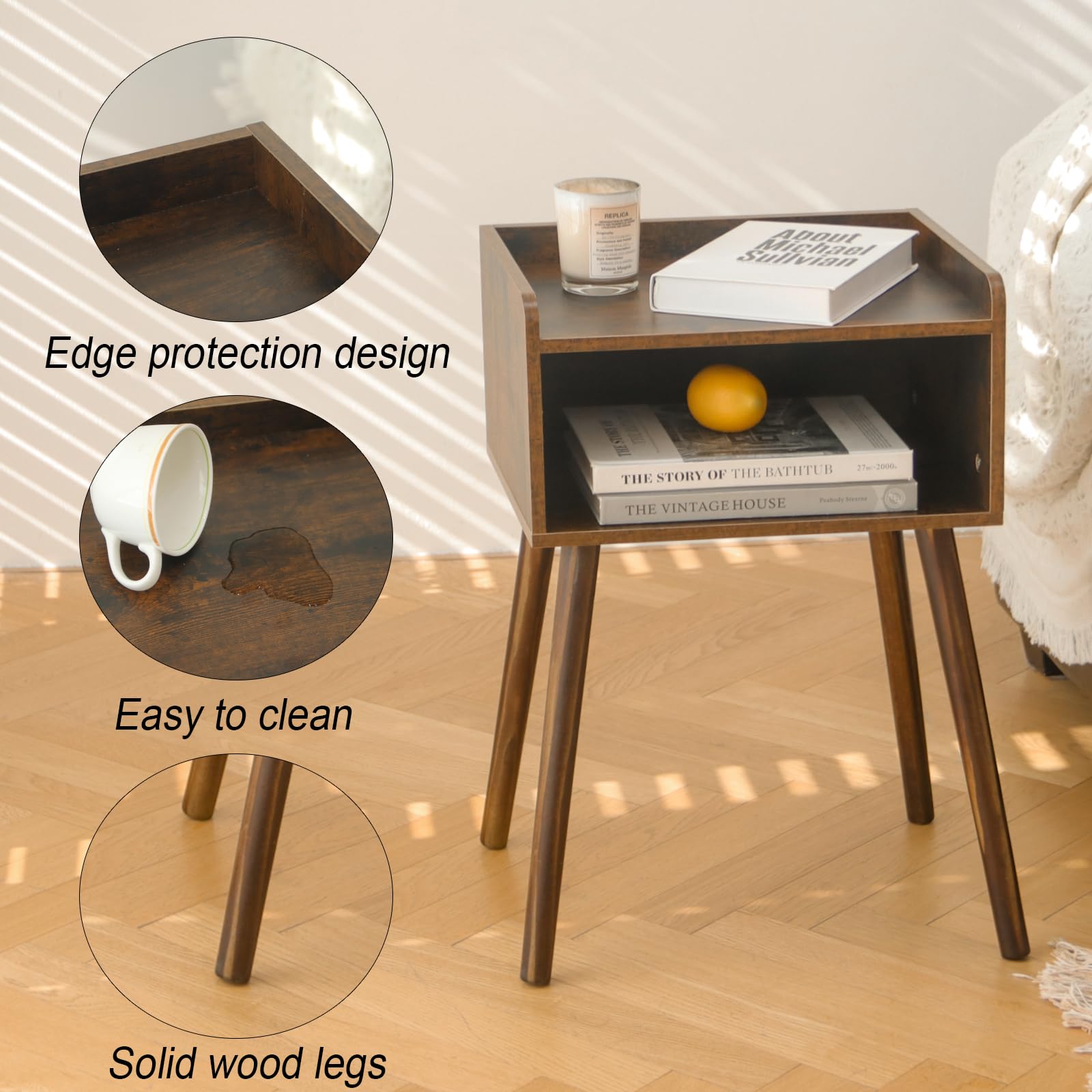 MaxSmeo nightstand two-tier storage keeps essentials within reach.