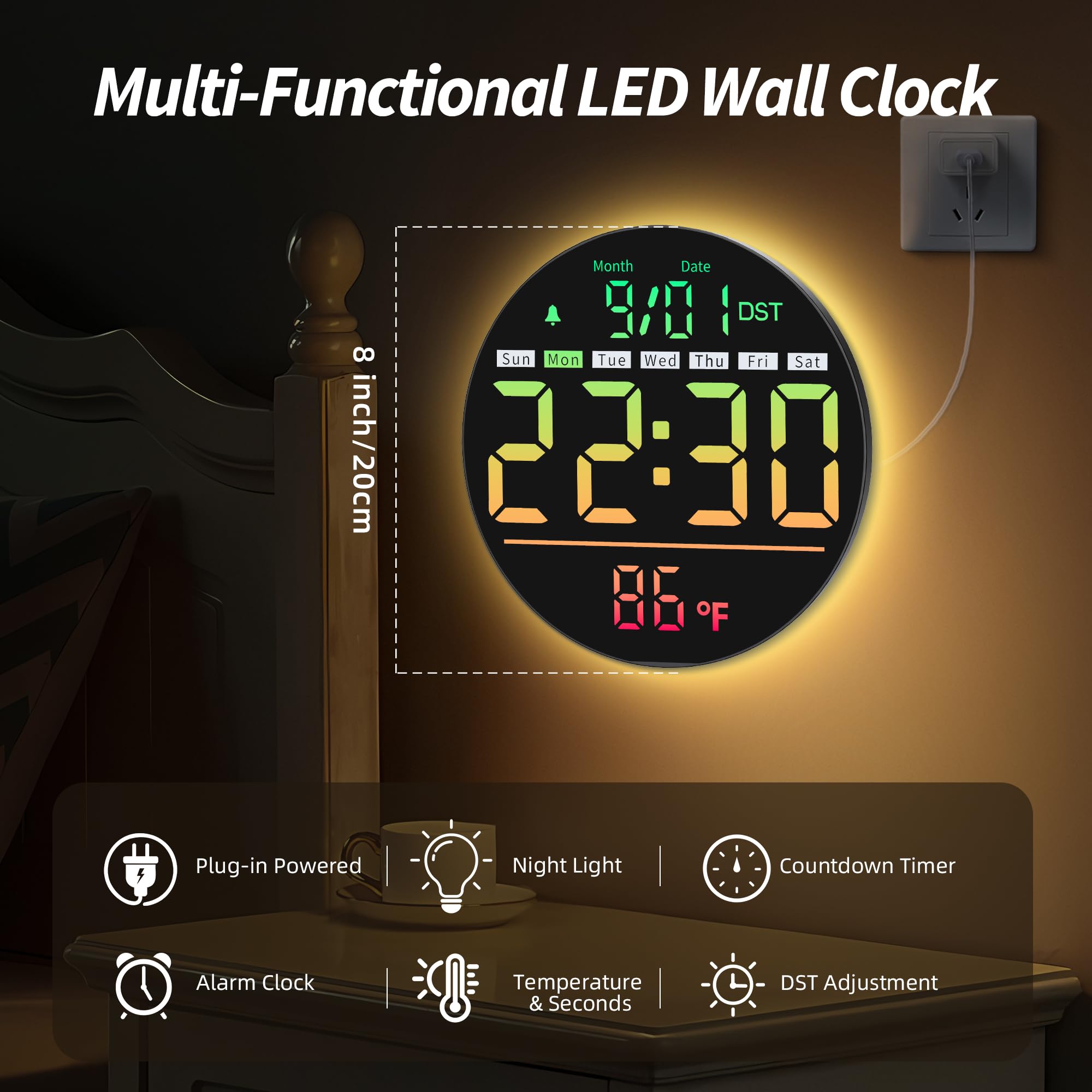 Maxstar clock showing color modes for customizable room ambiance