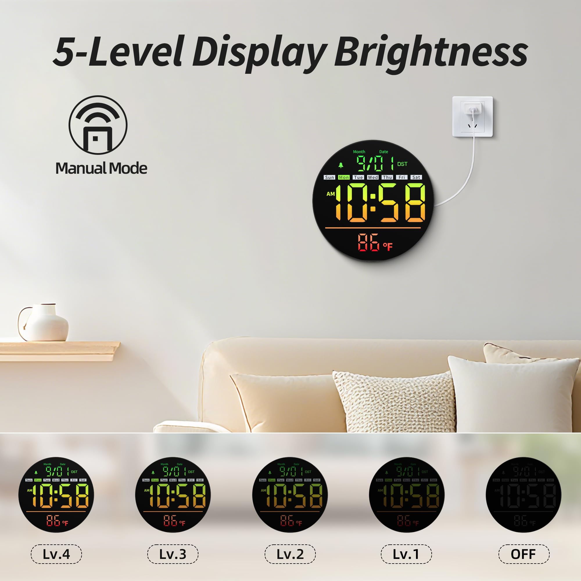 Maxstar clock temperature display with switch for comfort in any space