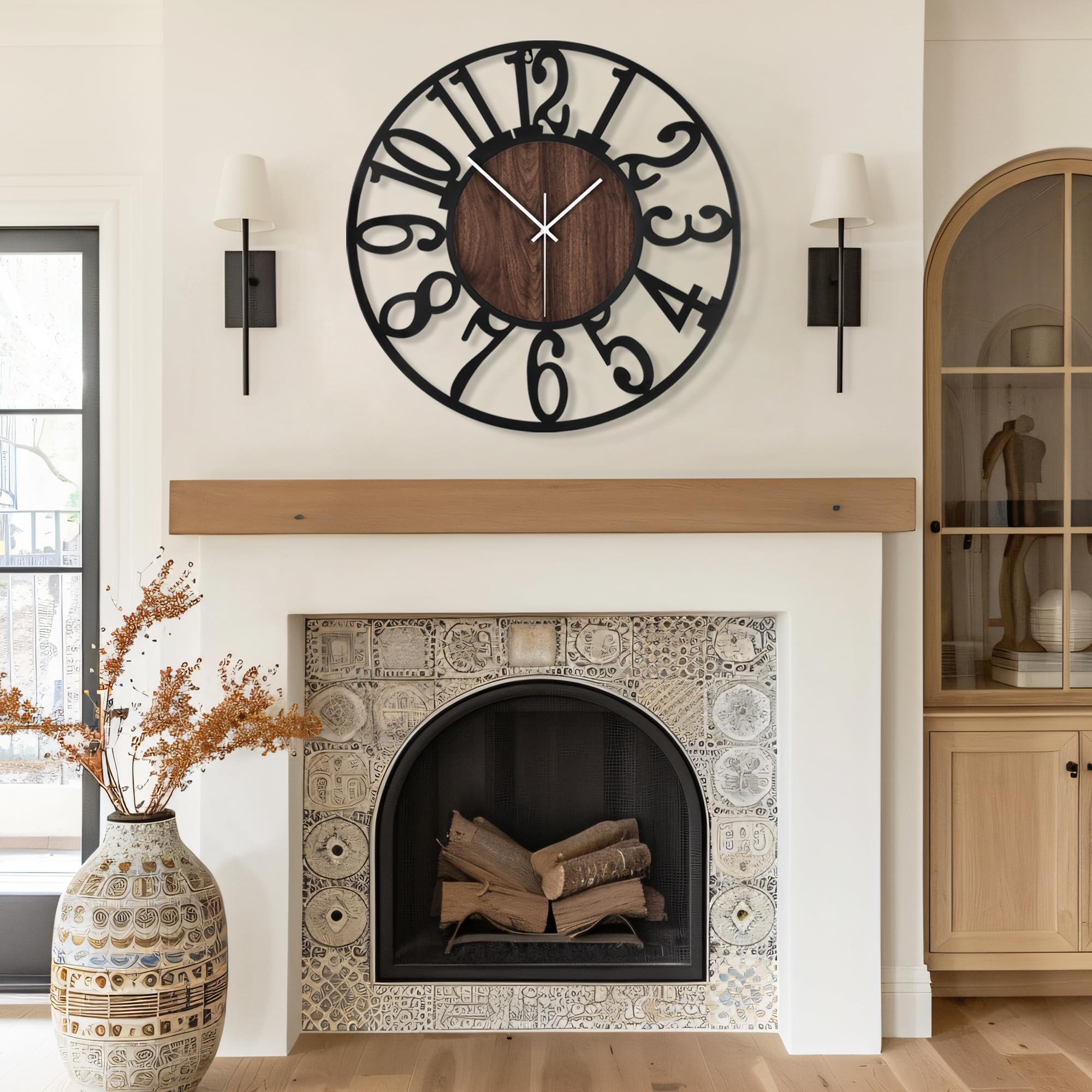 Maxstar round wall clock easy hanging installation with included hooks