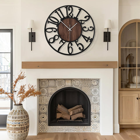 Maxstar round wall clock easy hanging installation with included hooks