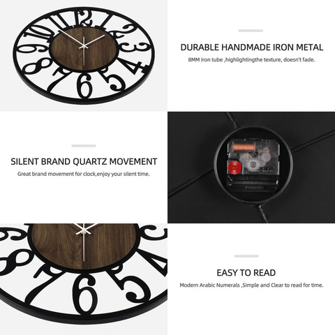 Maxstar round wall clock featuring an iron outer ring design