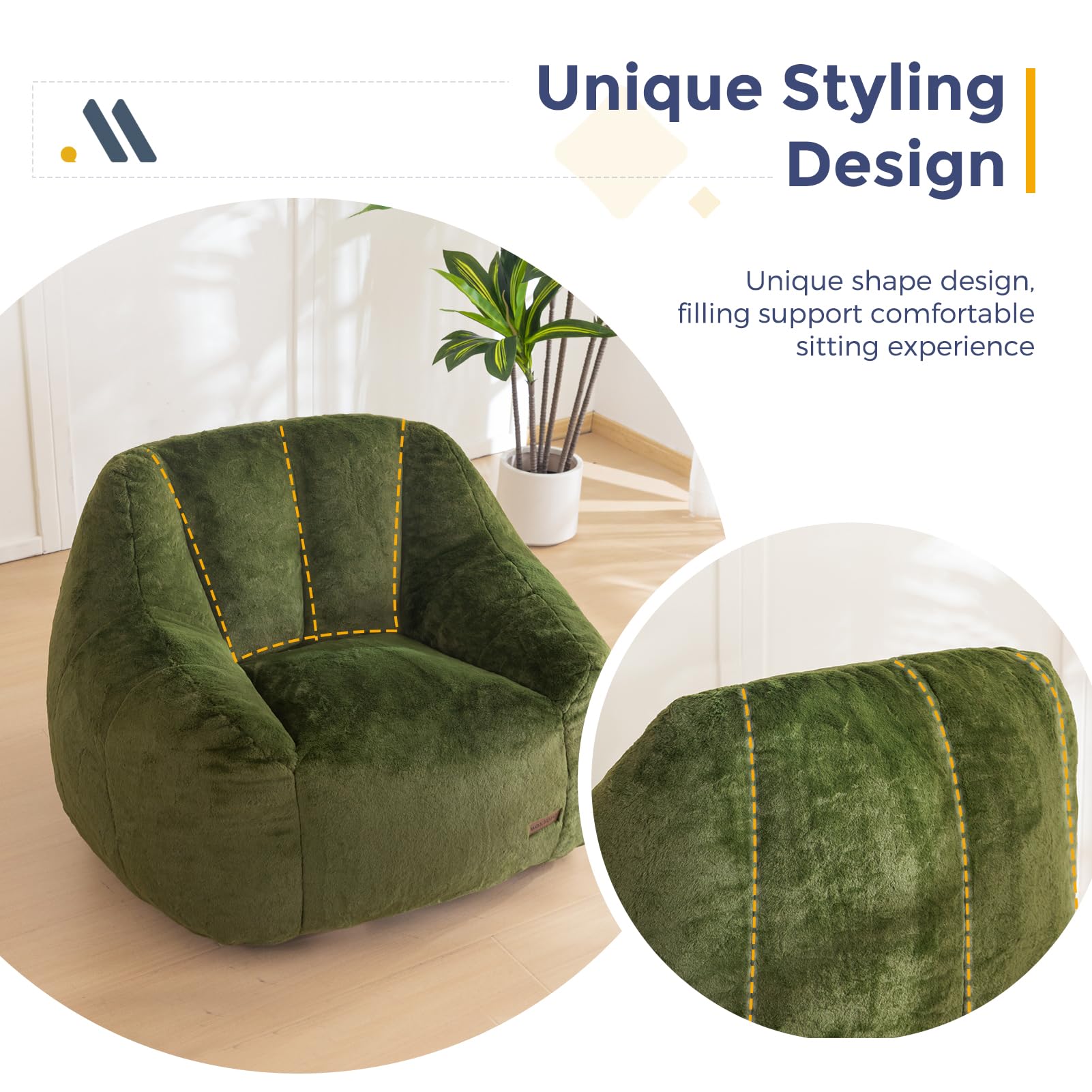 MAXYOYO Bean Bag Chair in bedroom for relaxing downtime.