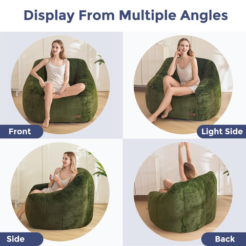 MAXYOYO Bean Bag Chair high density foam for supportive lounging.