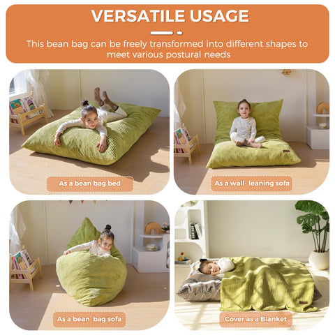 MAXYOYO bean bag chair bed shown as cozy reading nook for kids