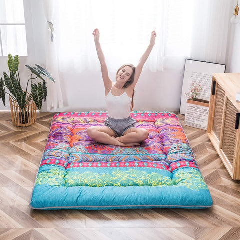 MAXYOYO Bohemian futon cover closeup highlights soft microfiber feel and color.