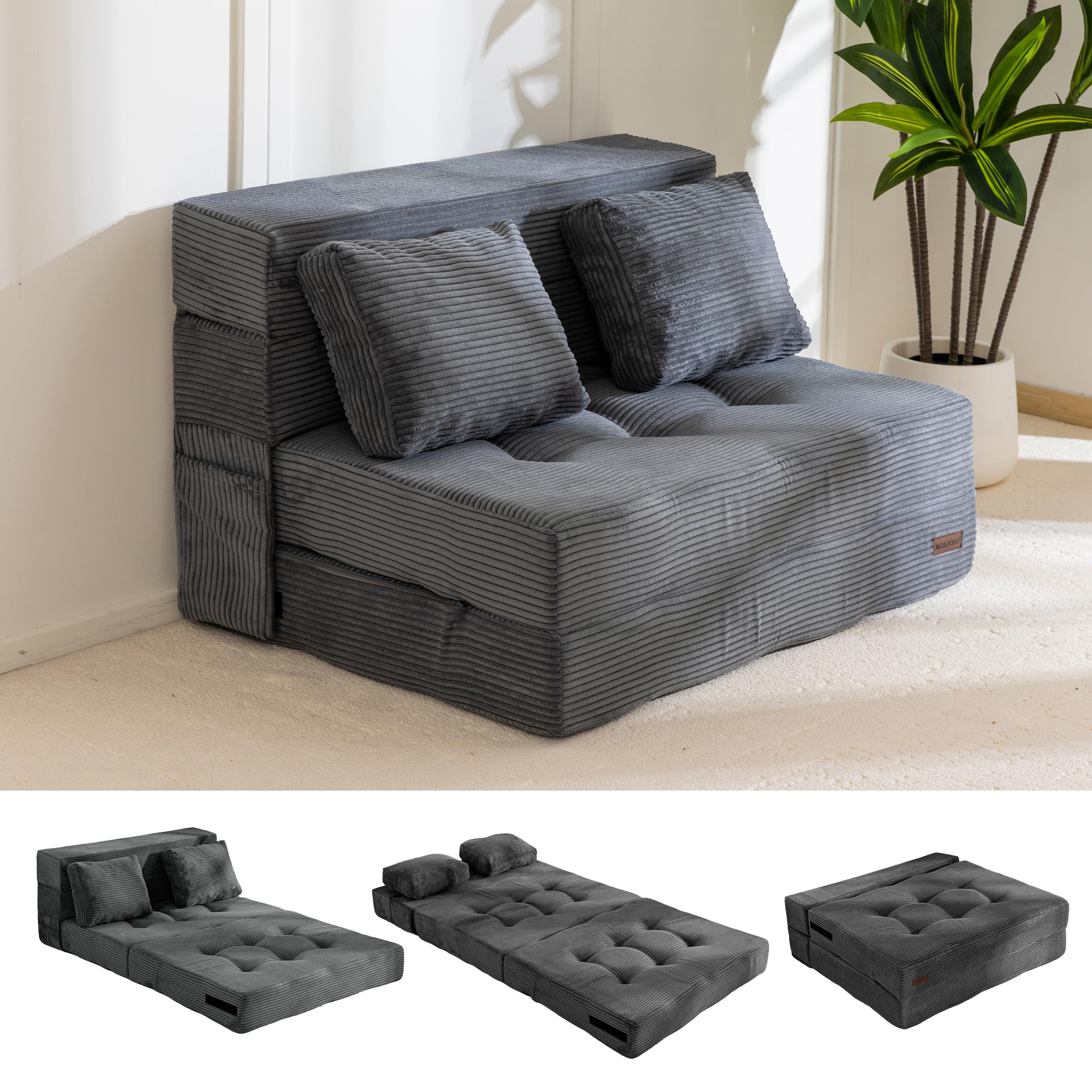 MAXYOYO convertible sofa bed in 4-in-1 layout saves space in small living areas