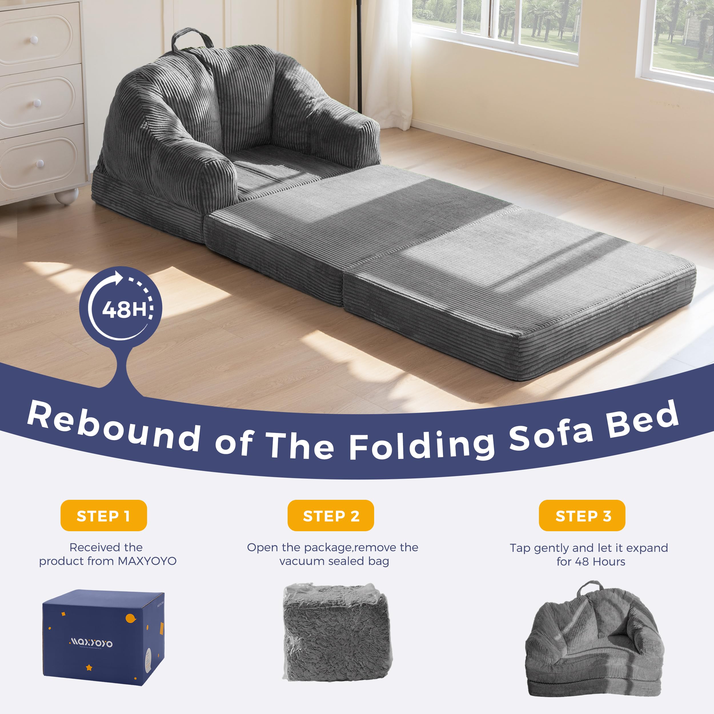 MAXYOYO convertible sofa doubles as a breathable lounge in bedrooms