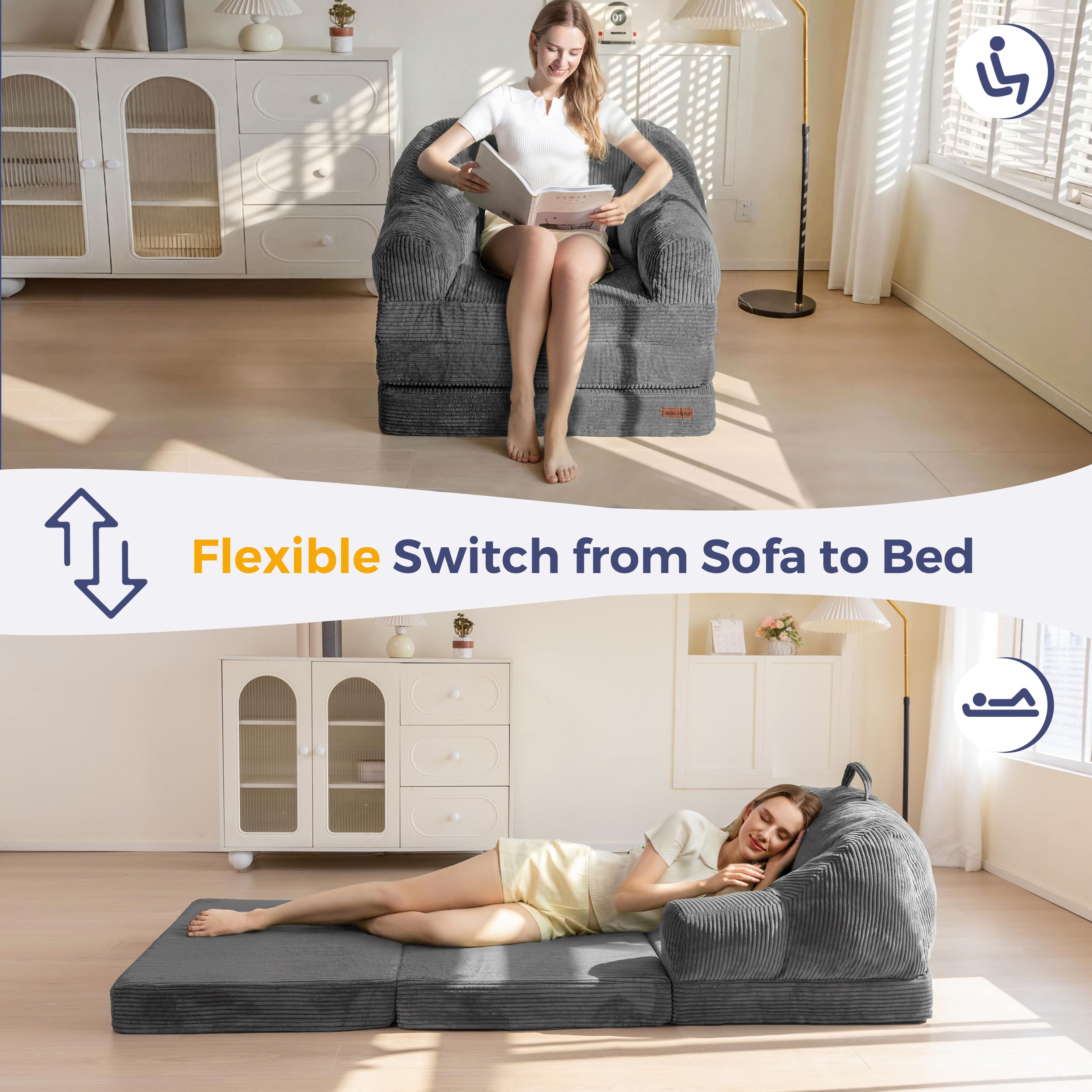 MAXYOYO floor couch with corded fabric offers cozy seating