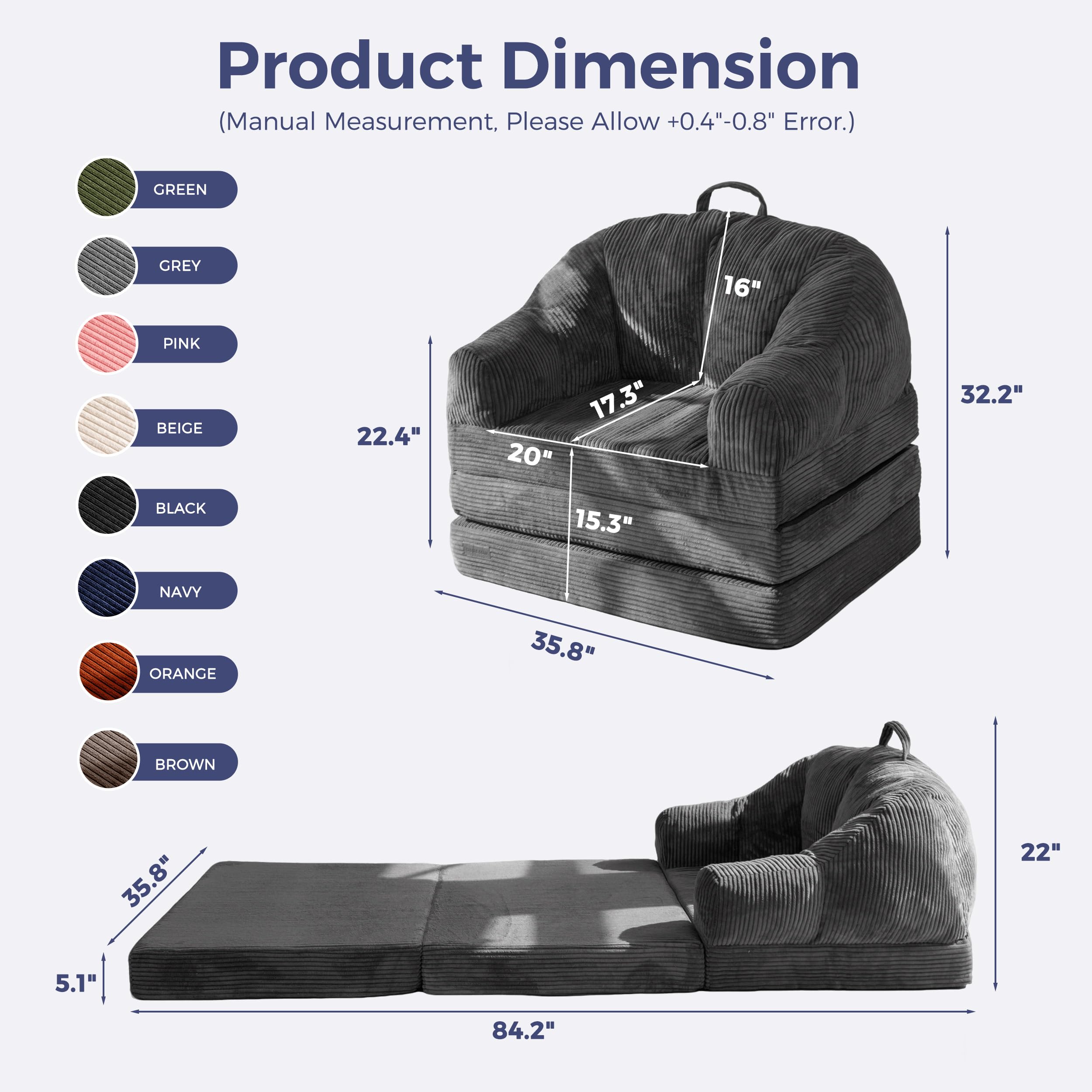 MAXYOYO folding sofa bed with handle enables easy movement and placement