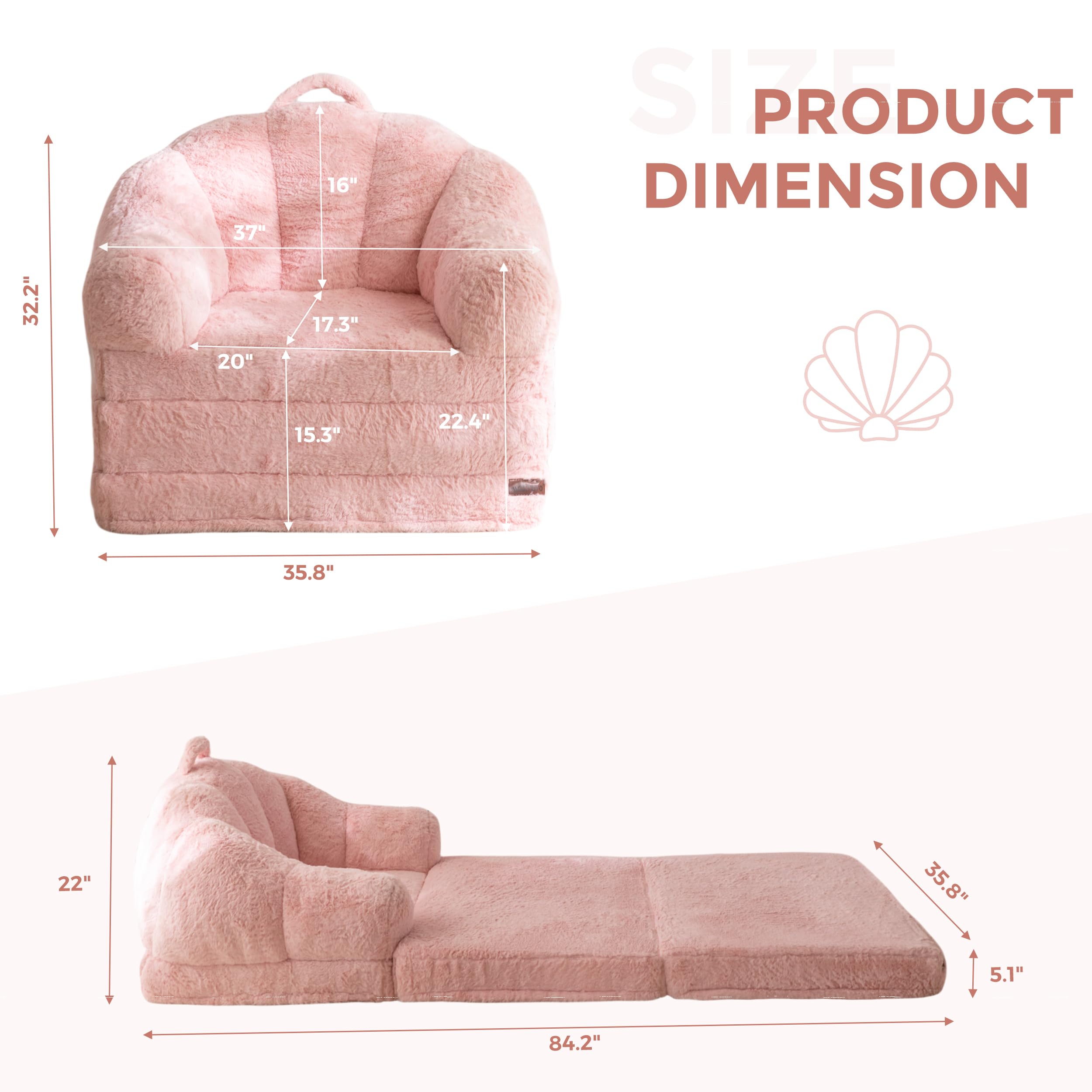 MAXYOYO folding sofa bed open lounger offers a roomy surface for lounging.