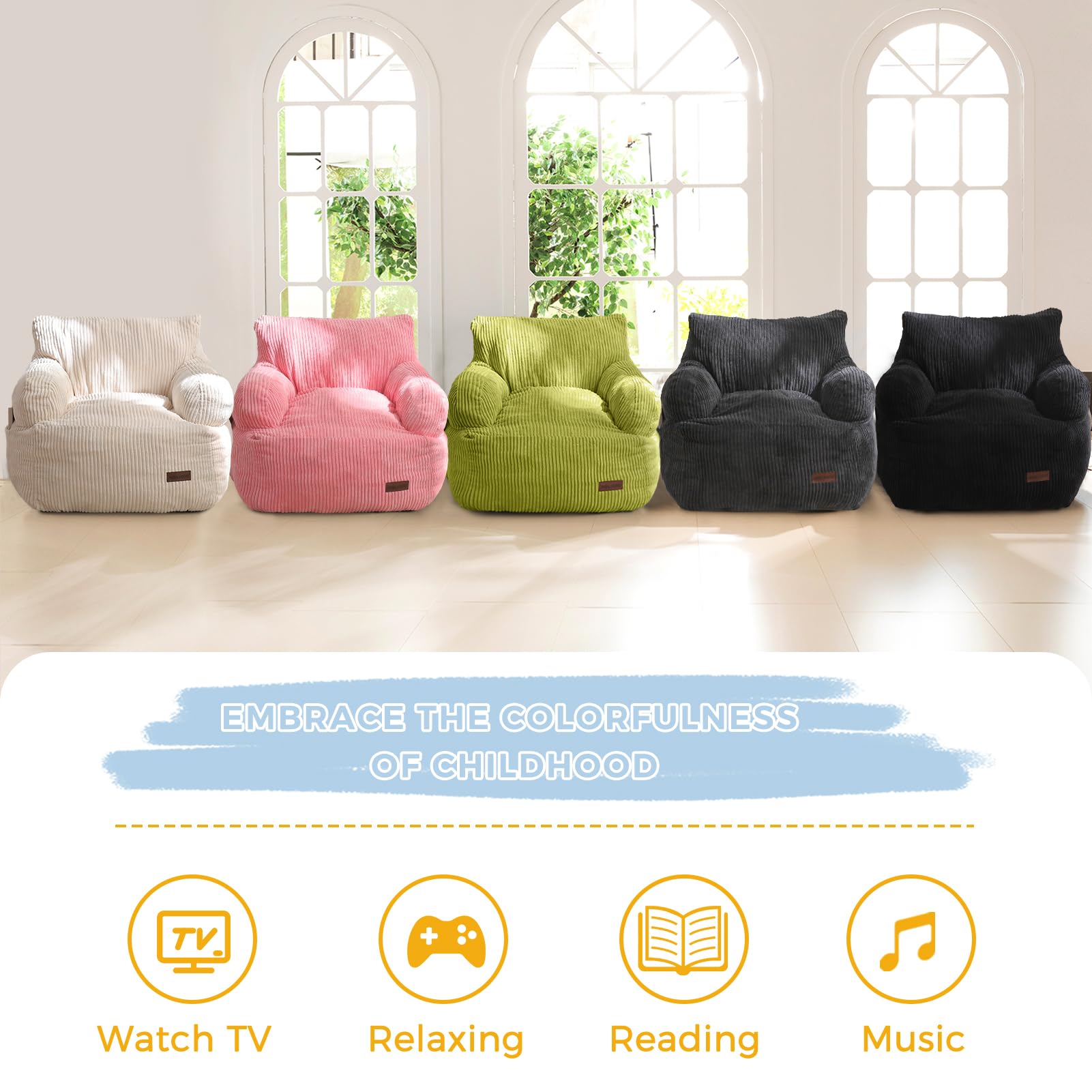 MAXYOYO Kids Bean Bag Chair durable and easy to keep clean.