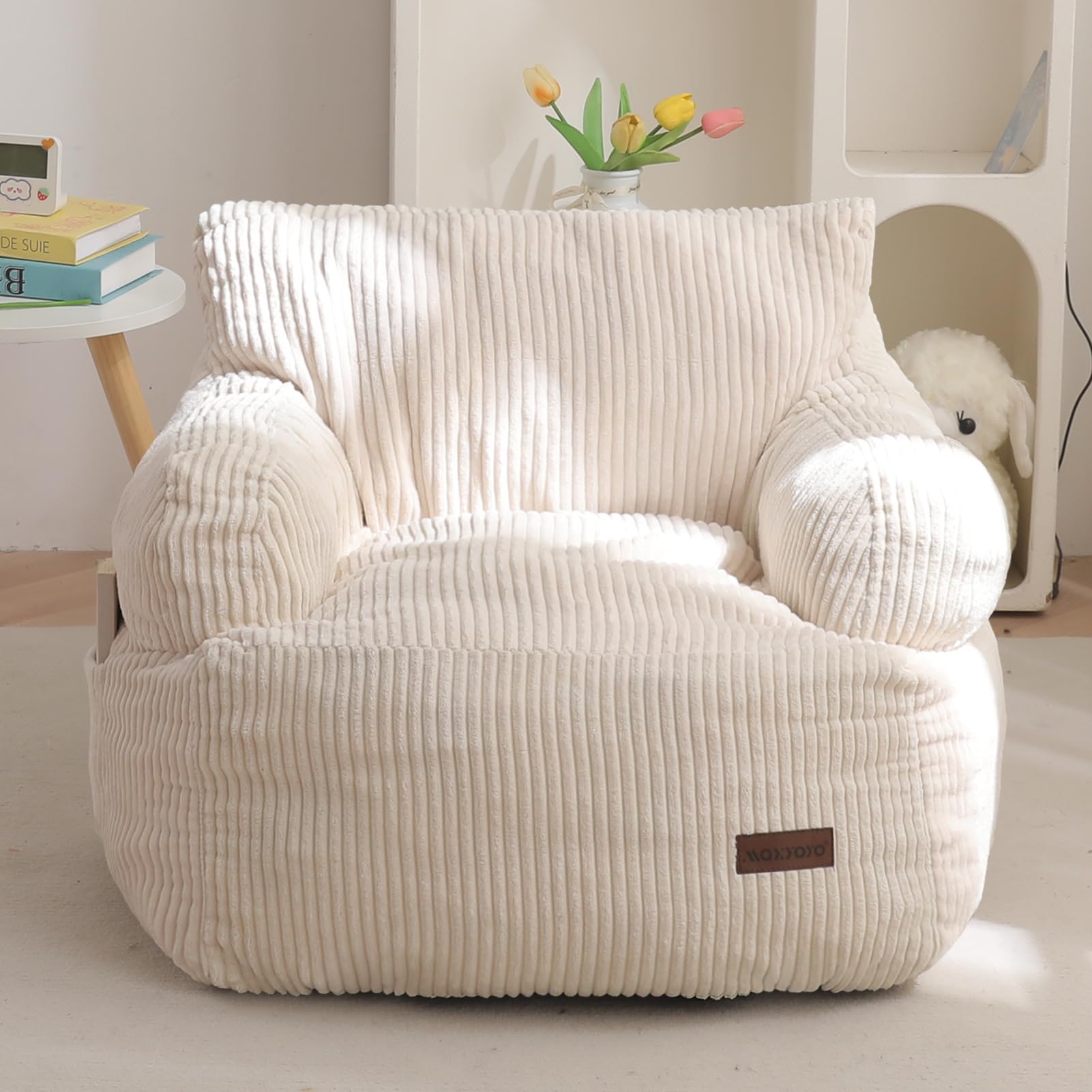MAXYOYO Kids Bean Bag Chair in corded fabric ready for cozy lounging