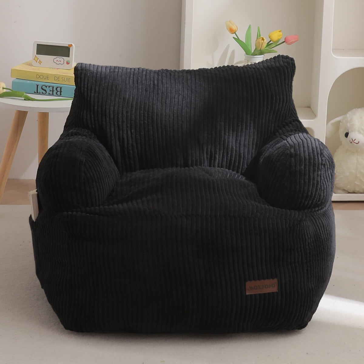MAXYOYO Kids Bean Bag Chair in corded fabric for cozy lounging.