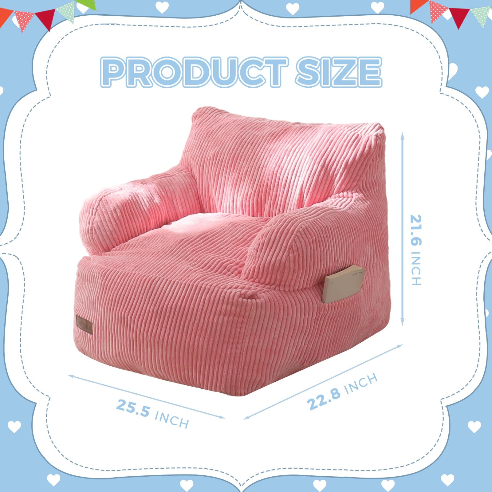 MAXYOYO Kids Bean Bag Chair corded fabric texture adds warm style