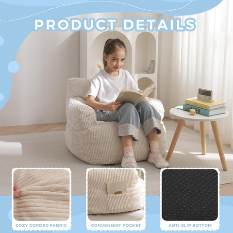 MAXYOYO Kids Bean Bag Chair dimensions 25-5x22-8x21-6 inches for space planning