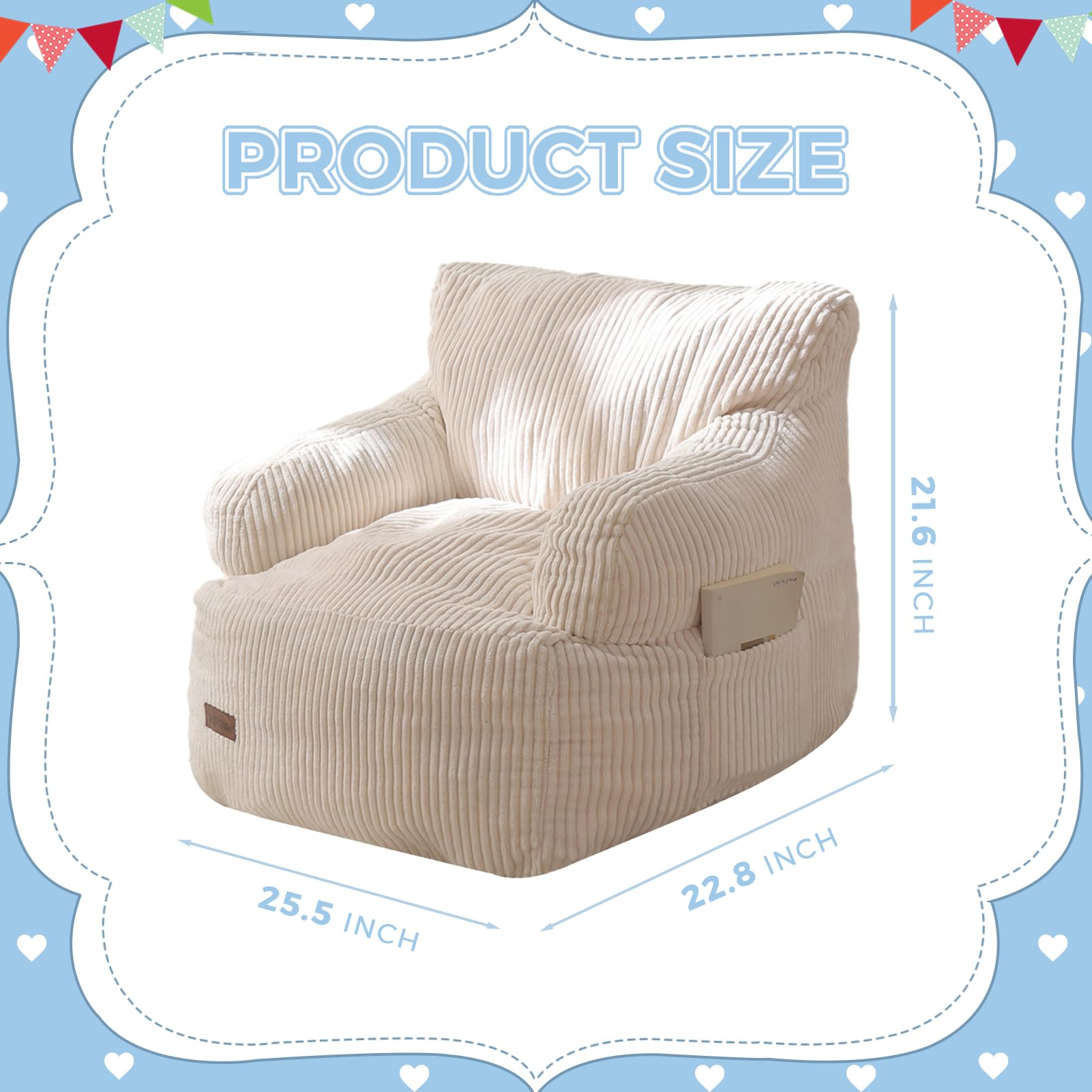 MAXYOYO Kids Bean Bag Chair with foam filling provides contour support