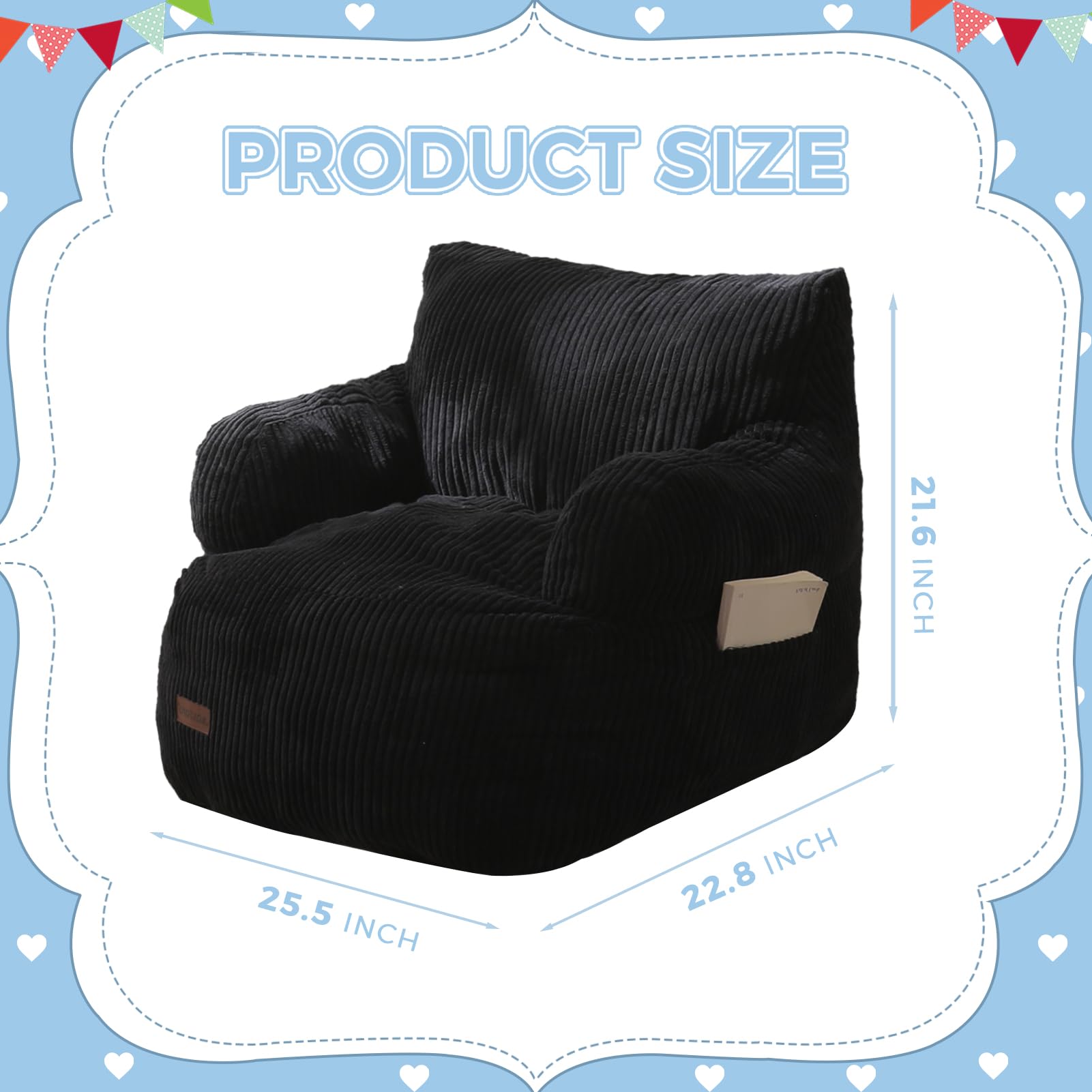 MAXYOYO Kids Bean Bag Chair with shredded foam filling supports growing bodies.