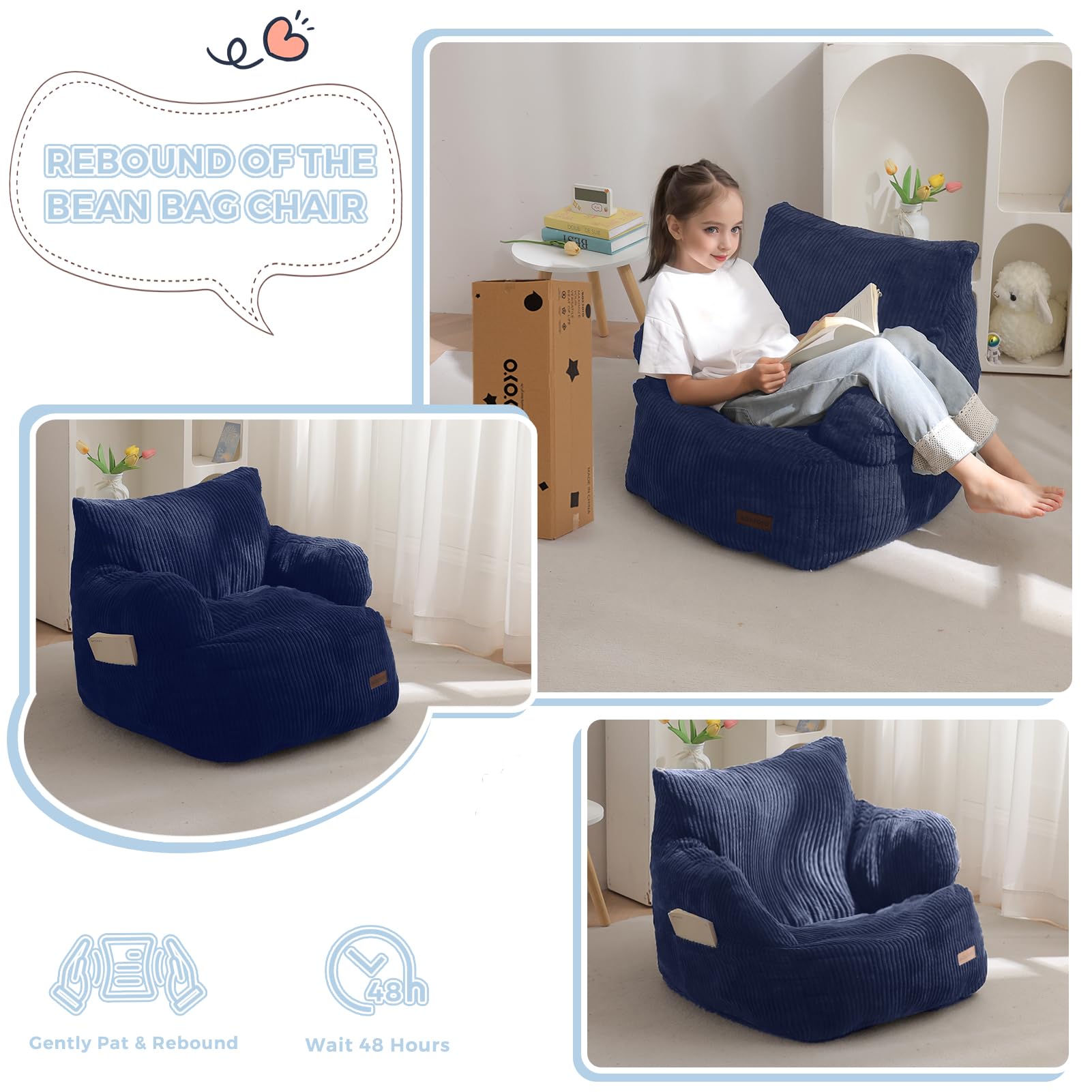 MAXYOYO bean bag chair provides supportive, flexible seating ideal for reading and screen time.